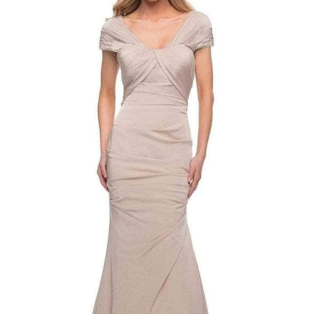 La Femme Elegant Cream Dress